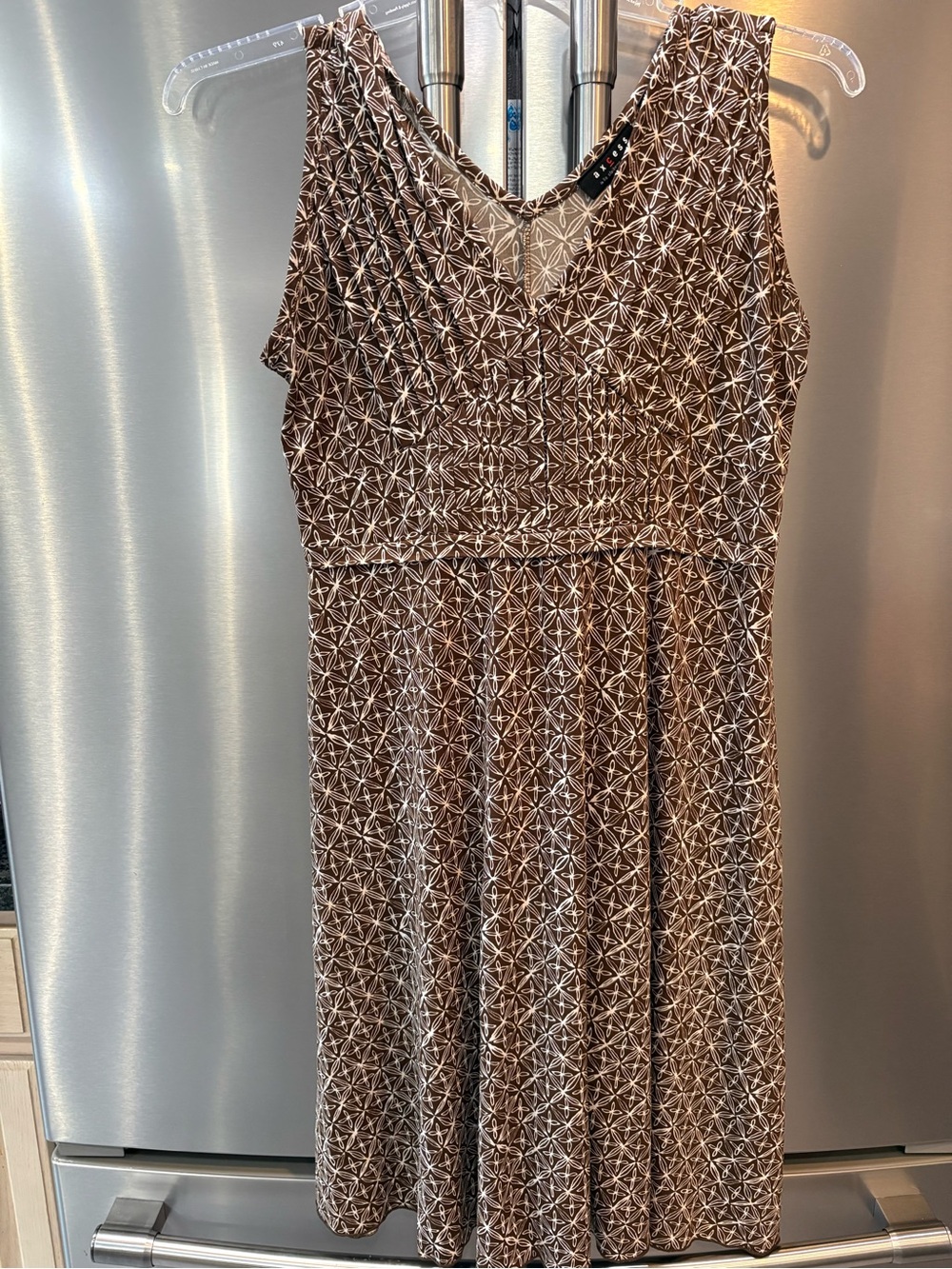 Liz Claiborne Axcess Brown and White Geometric Dress